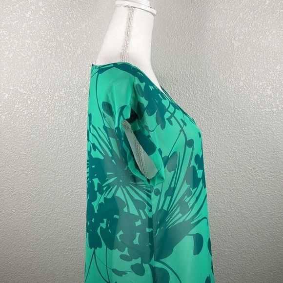 Old Navy Green Sheer Tropical Print Swimsuit Cover-Up Dress Size Medium - Picture 4 of 7